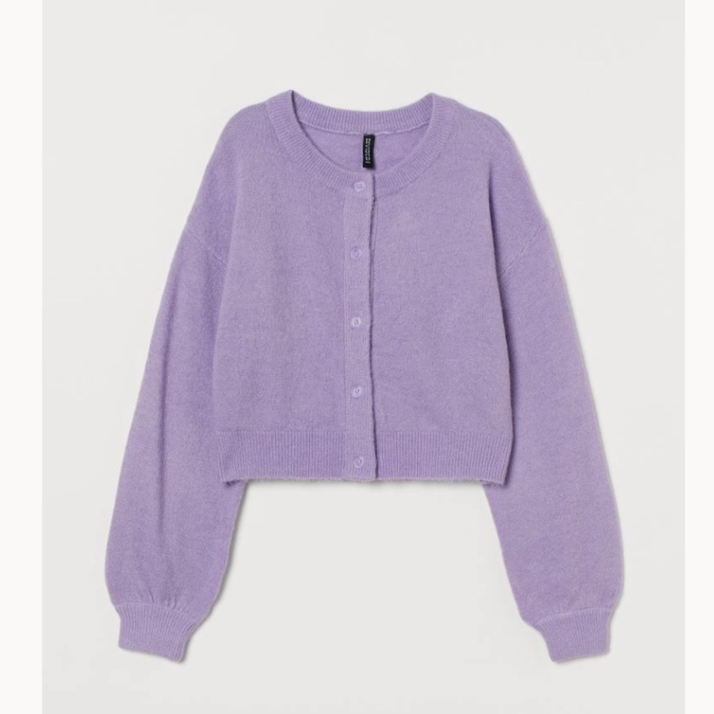 Fluffy Light Purple H&M Cardigan Sweater Size XS